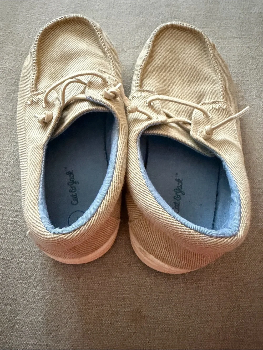 Cat & Jack Beige Canvas Slip-On Kids Sneakers with Blue Lining